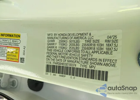 2025 Honda Cr-V Hybrid Sport-L z USA, uszkodzony, nr VIN 7FARS6H83SE100374